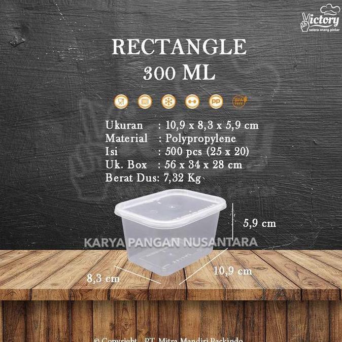 THINWALL VICTORY RECTANGLE 300 ML KOTAK MAKAN BOX PLASTIK THIN WALL ECER PER PCS