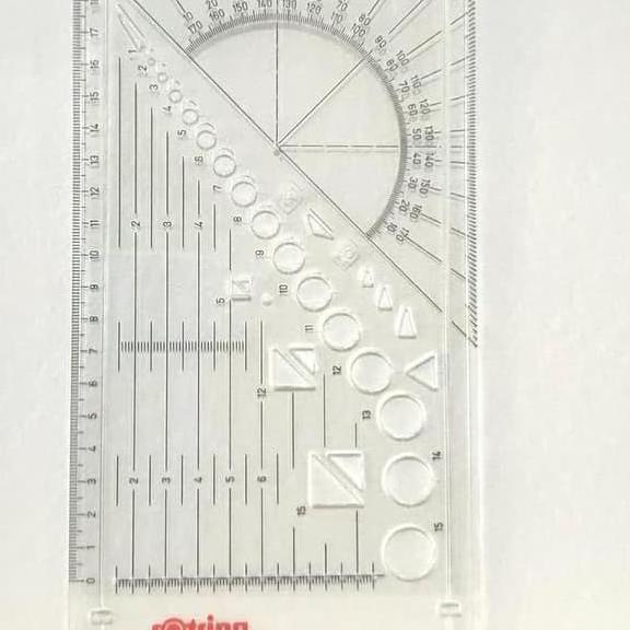 Rotring Penggaris Mal Serbaguna Busur Lingkaran Tutup College Set TA