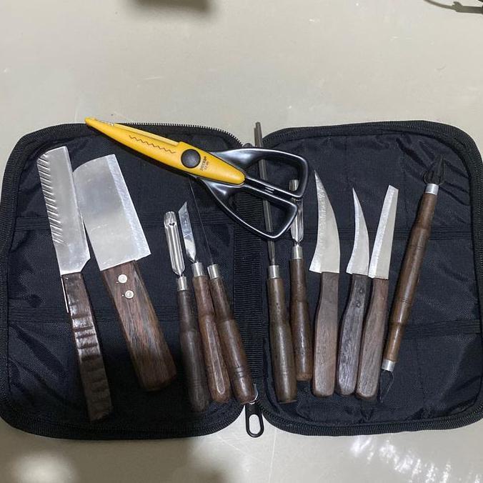 Set Pisau Garnish Carving Buah Stainless Steel All Item - Kitchenware (Isi9/Tarik W/Gunting/Asahan/D