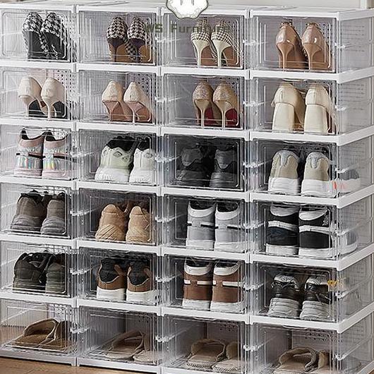 Kotak Sepatu Transparant Susun El Laci Rak Plastik Sepatu Multifungsi