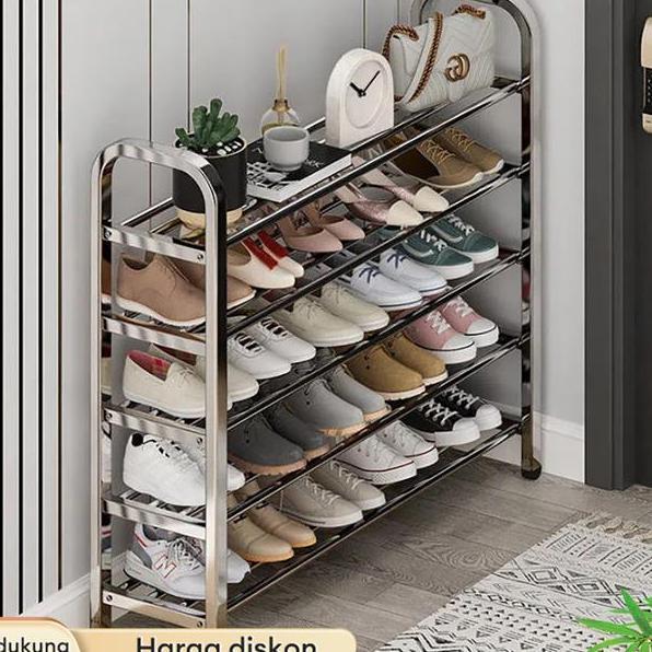 Free Shipping6Susun Rak Sepatu Sendal Stainless Steel 6543 Susun Rak Sepatu Kokoh Tempat Sepatu Send