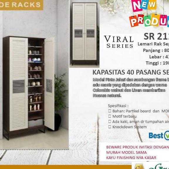Sr 2119 Viral Graver Lemari Sepatu Rak Sepatu 40 Pasang