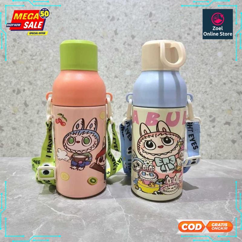 Diskon Botol Tempat Air Minum Stainless 304 600ml/ Tumbler Anak Sekolah Tali Panjang + Box - 2025 CO