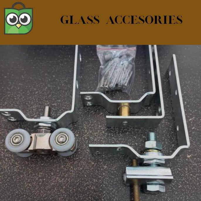 1 set Roda atas pintu lipat roda nylon & pivot atas bawah pintu lipat