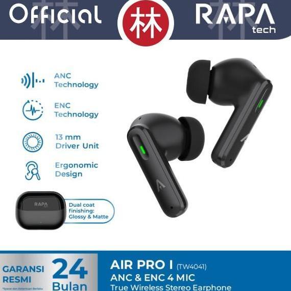 RAPAtech TW4041 - TWS AIR PRO I - AND & ENC 4 Mic Tech 35 Jam BT 5.4 Original