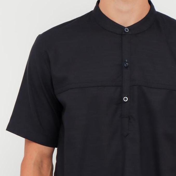 Baju Koko Pria Dewasa Lengan Pendek - Jabbar - Hitam