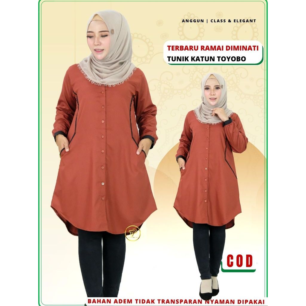 Baju atasan Tunik Tunic wanita Busui Bumil santriwati Bahan katun toyobo Premium Kekinian D9