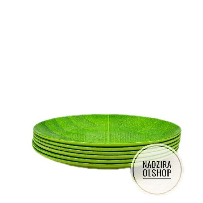 Paket 12 pcs piring makan melamin cekung motif daun - piring makan - piring daun tebal. Kitchenware 