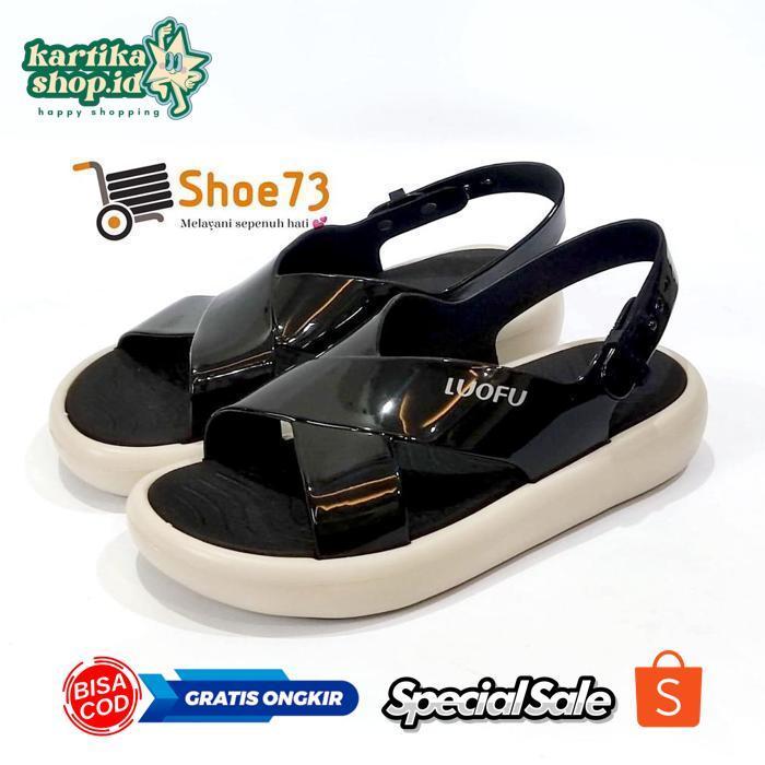 YBW-2429 At43 LUOFU E 7212 - SKTL6W SIZE 36-40 | Sandal Selop Tali Silang Jelly Wanita | Sendal Gunu