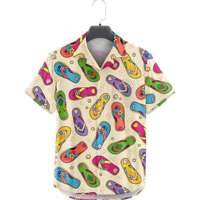 DF263>> Dowear Baju Kemeja Motif Kekinian Cowok Cewek Bali Pantai Surfing Hawai Jumbo 531 SENDAL PAN