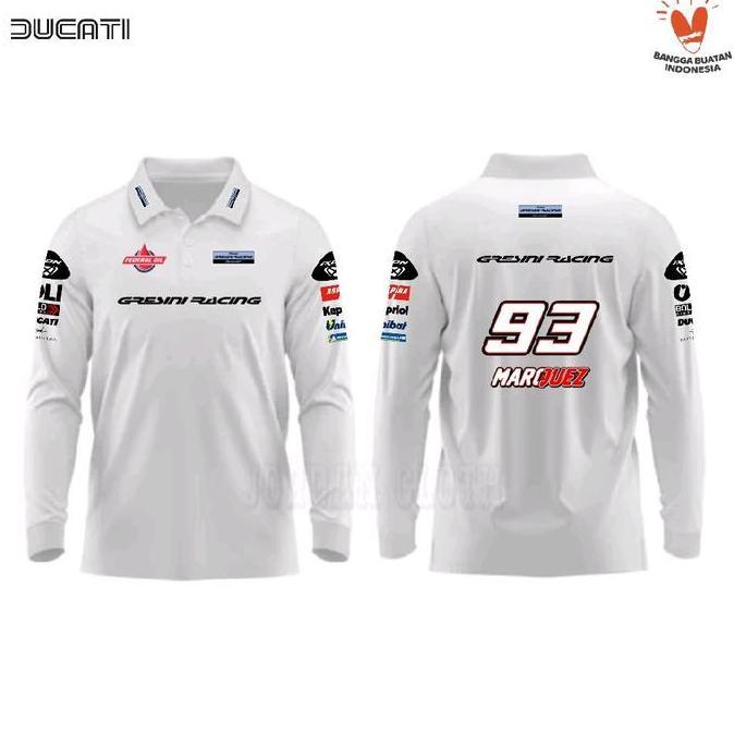 DV158 - Polo shirt Tshirt Kaos Kerah Lengan Panjang Team Gresini Racing MotoGP Marc Marquez