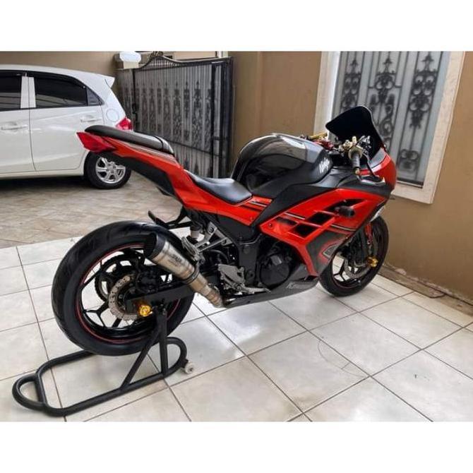 Ready Stok Knalpot Racing R9 Black Full System Ninja 250 Karbu, Ninja 250Fi, Z250, R25 Asli Foto Kam