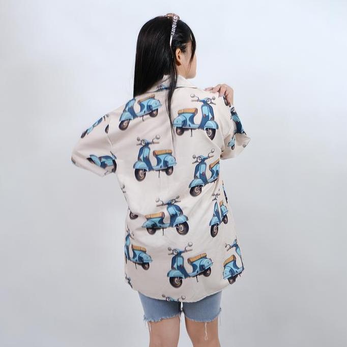 DF7 }} Dowear Baju Kemeja Santai Jumbo Pria Wanita Gambar printing Lengan Pendek VESPA ANTIQUE 903
