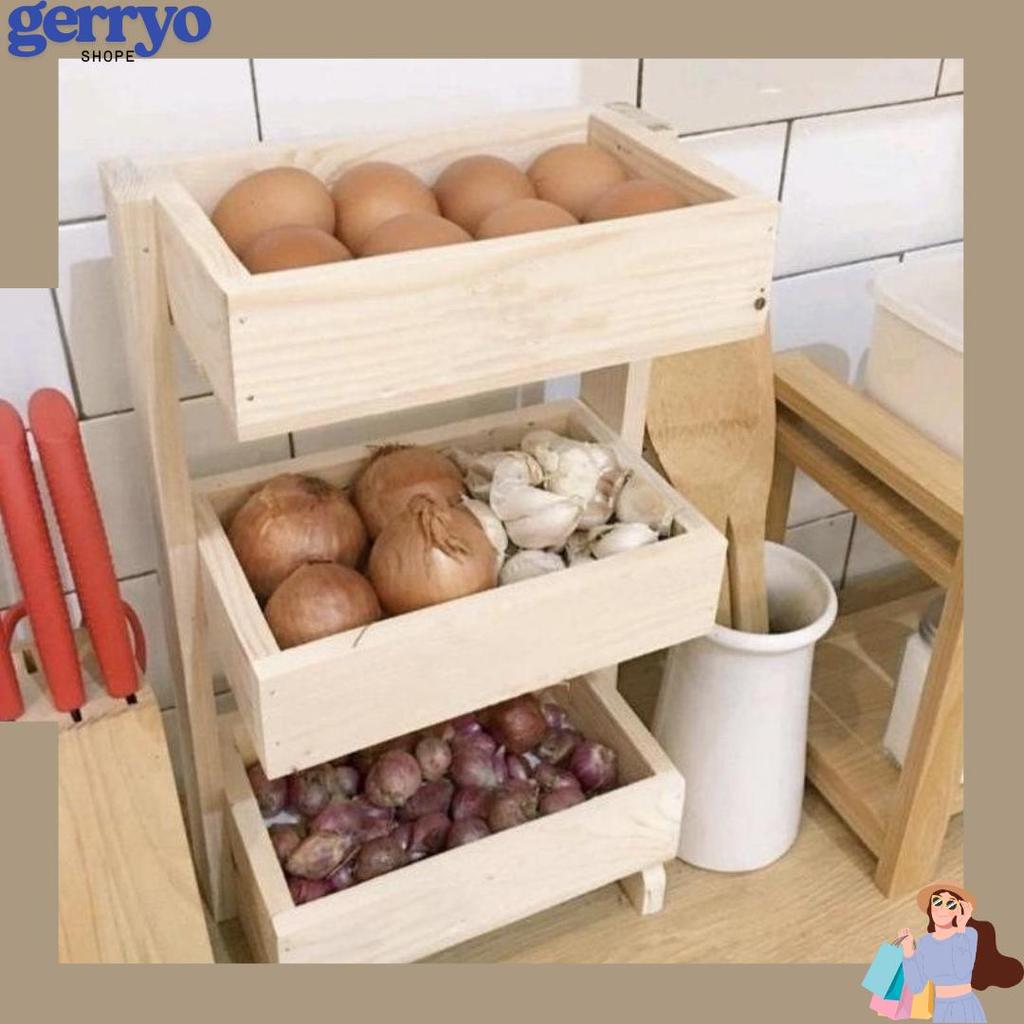 UNIK TERLARIS Rak Bawang Susun wadah bumbu wadah bawang rak dapur Kayu Kekinian | Rak Bumbu Dapur Se