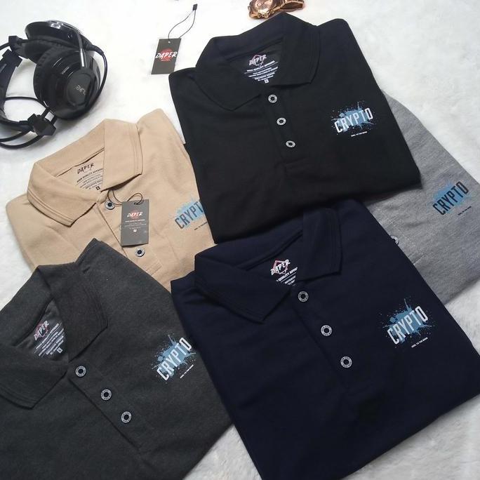 DT7 >> Polo Shirt Pria Kaos Kerah Jumbo Big Size Original Motif Crypto