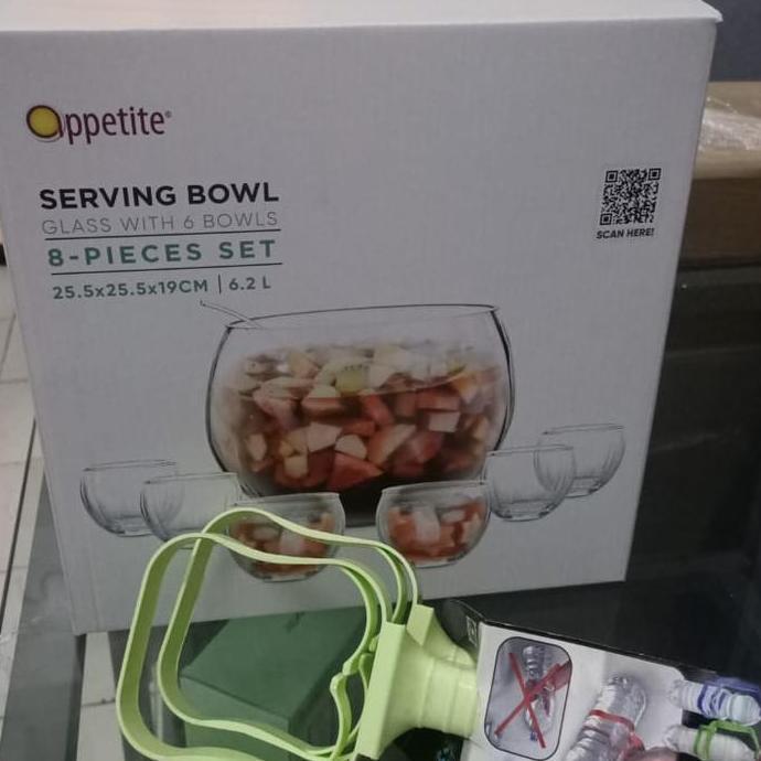 Set mangkuk saji dengan gelas punch bowl mangkok es cocktail sop buah