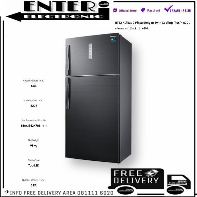 TERBARU - SAMSUNG RT62K7011BS SE - KULKAS 2PINTU INVERTER 631L 620L RT 62K7011BS