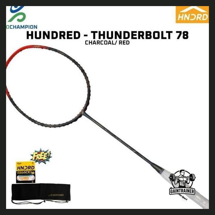 OLAHRAGA - RAKET BADMINTON HUNDRED THUNDERBOLT 78 CHARCOAL RED PRIVASI AMAN