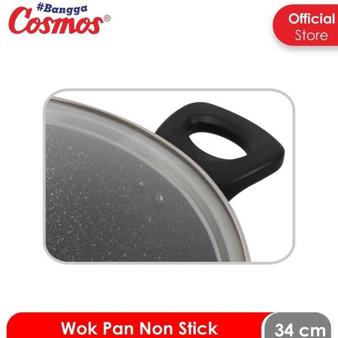 Cosmos Marble CW-34 MBC - Non Stick Wok Pan with Cover 34 cm