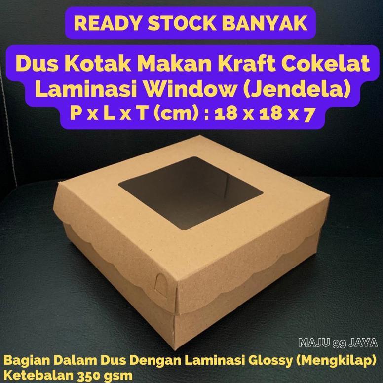 Bisa Cod Dus Kue / Kotak Makan Nasi R8 Full Laminasi Bagian Dalam Dus Dan Window/Jendela Bening 18Cm