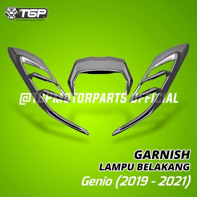 TERLARIS - Garnish Lampu Belakang Honda Genio 2019 2020 2021 TGP Black Chrome Aksesoris Motor Varias