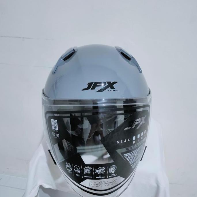 HELM JPX NOVA X SOLID DARK GREY GLOSS BLACK DOUBLE VISOR HALF FACE