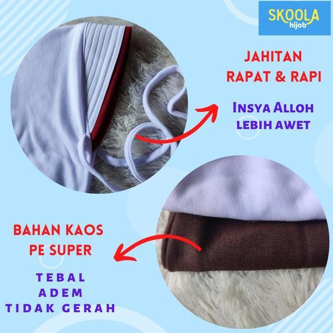 Hijab Sekolah Anak SD MI Putih Pramuka Cokelat