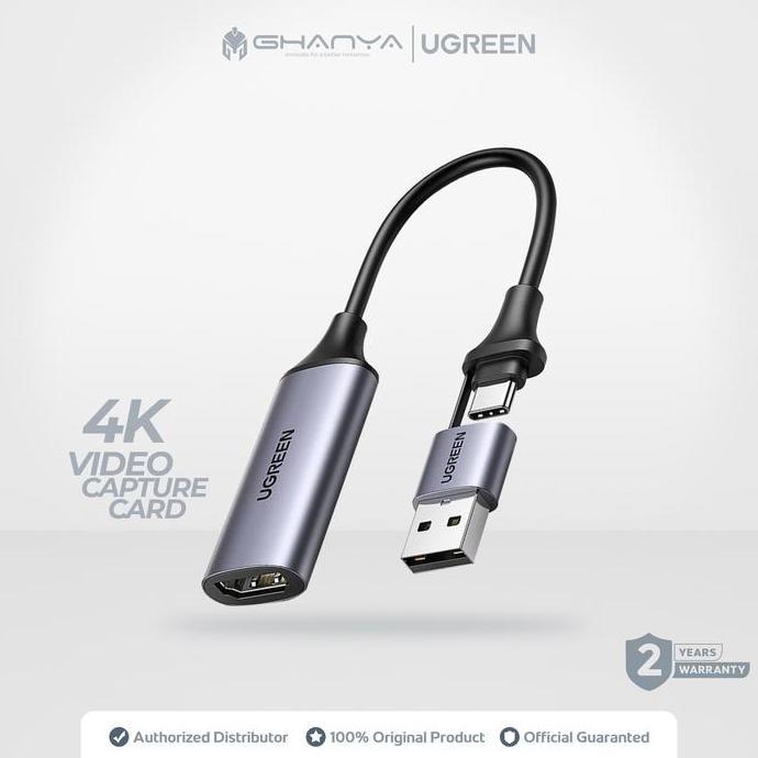 TERLARIS - UGREEN 40189 Video Capture Card HDMI Adapter 2 in 1 Type C / USB HD 4K 60Hz Adaptor Tipe 