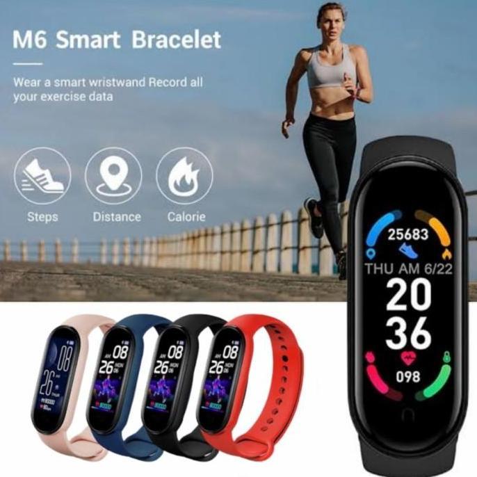 SMARTWATCH M6 SMARTBAND LIKE MI BAND 2022 ANTI AIR SMART BAND ORIGINAL