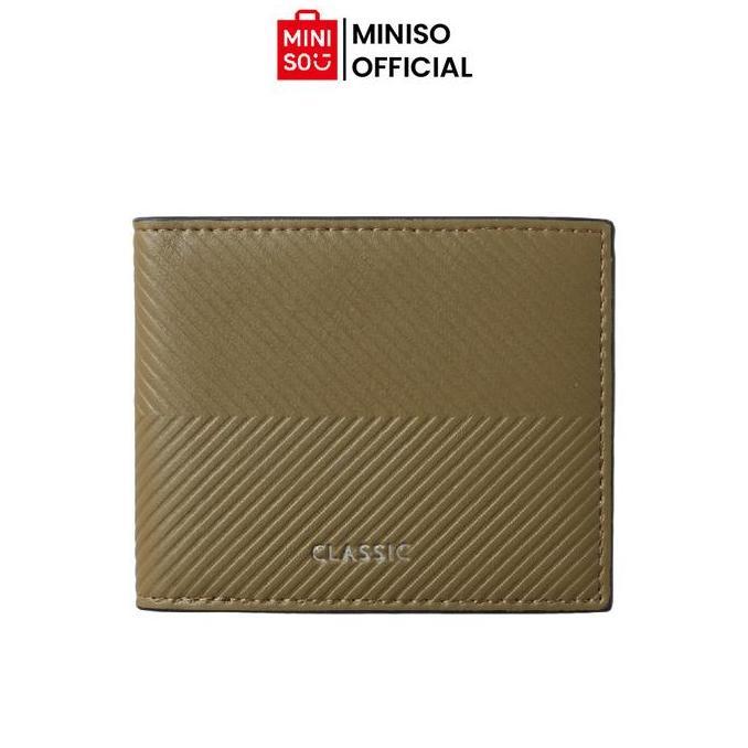 Miniso Embossed Men's Wallet Dompet Pria Lipat Dua Simple Dompet Cash