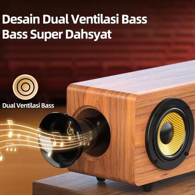 Soundbar BBL-M10 12 Speaker, Bluetooth 5.3, Bass 360 & Kayu Solid - Suara Cinema di Rumah