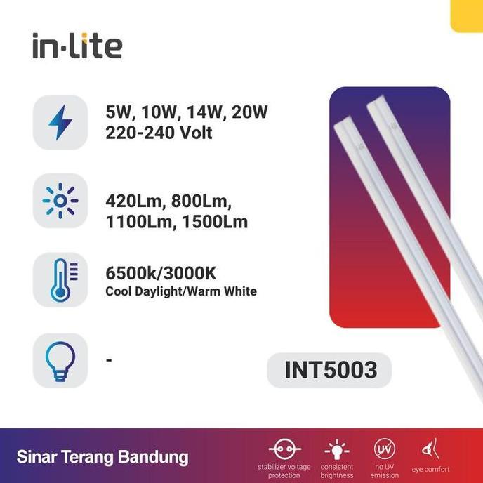 LAMPU LED T5 INLITE 20W 20 W 20WATT 20 WATT 120 CM - INT5003