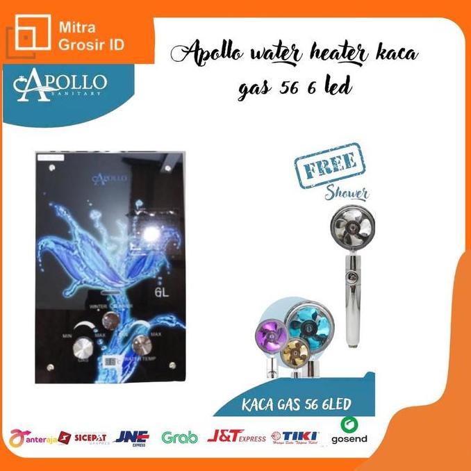 APOLLO WATER HEATER KACA GAS 56 6LED