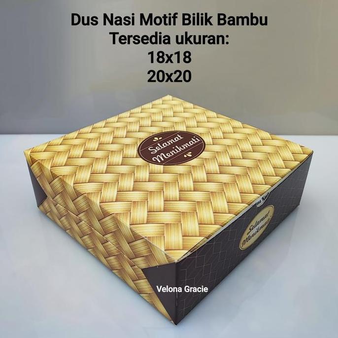 Dus Nasi 18x18 Bilik Bambu isi 50 pcs GS Motif Box Besek Aneka KAR