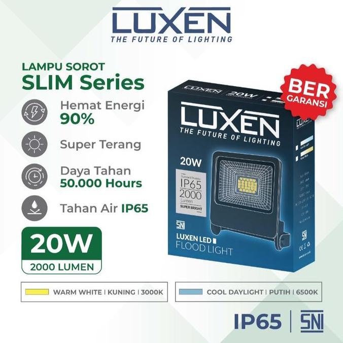 TERMURAH - LUXEN LAMPU SOROT LED FLOOD LIGHT 20W 20 WATT BAGUS ANTI AIR