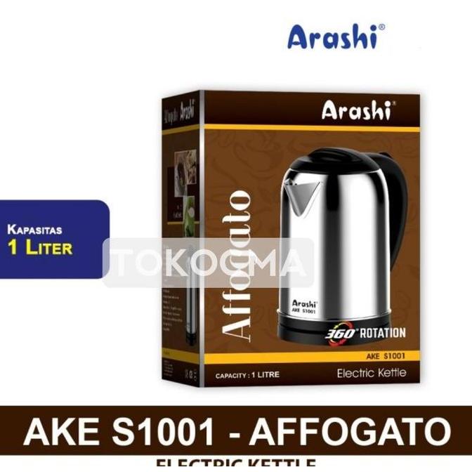 Arashi Kettle Listrik AKE S1001 1L - Teko Pemanas Air Ceret Elektrik Affogato 500W Stainless Steel