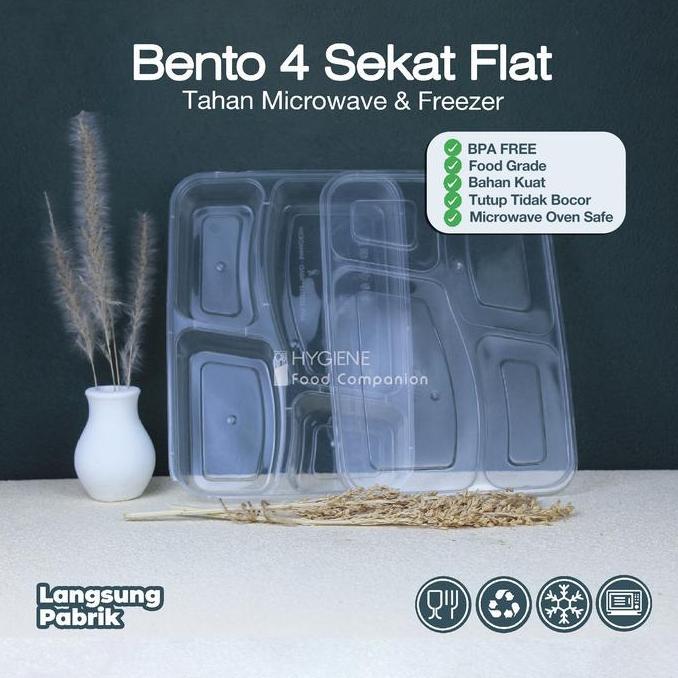 Thinwall Bento Sekat 4 Plastik - Kotak Makan Bento Thinwall Premium