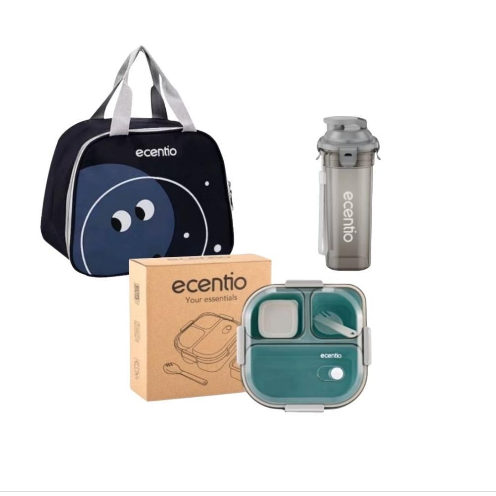 Ecentio Tas bekal + Kotak makan 3skat + Botol minum Kotak makan bekal Tempat makan + Botol minum + T