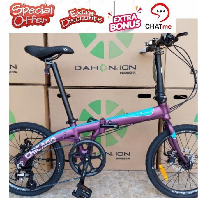 Promo Sepeda Lipat DAHON ION CHICAGO 20" 8sp NEW 2020 - Grey Yellow COD