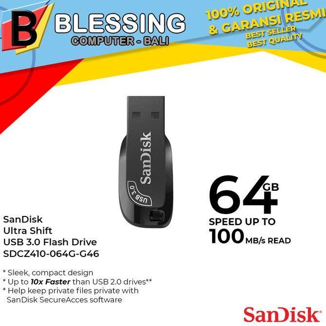 Flashdisk SanDisk 64GB Ultra Shift USB 3.0 100MB/s (SDCZ410-64G-G46)