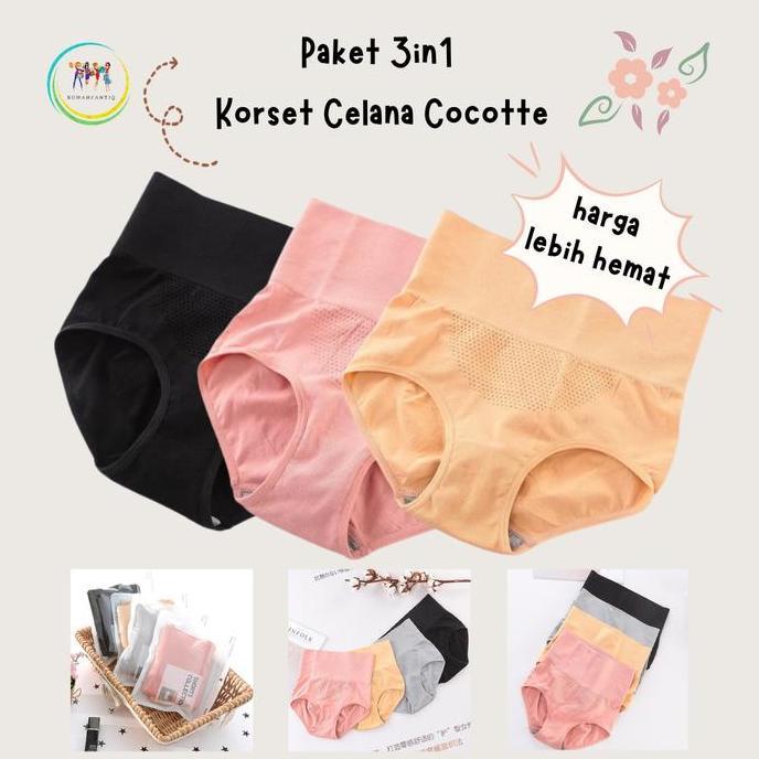 Promo Korset Celana Butt Lift Cocotte 3in1 (DAPAT 3 PCS) Korset CD Wanita COD