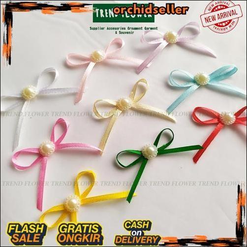 Termurah [PER LUSIN] Pita kecil Satin 1/8 inch plus monte kecil PER LUSIN pita hiasan souvenir hampe