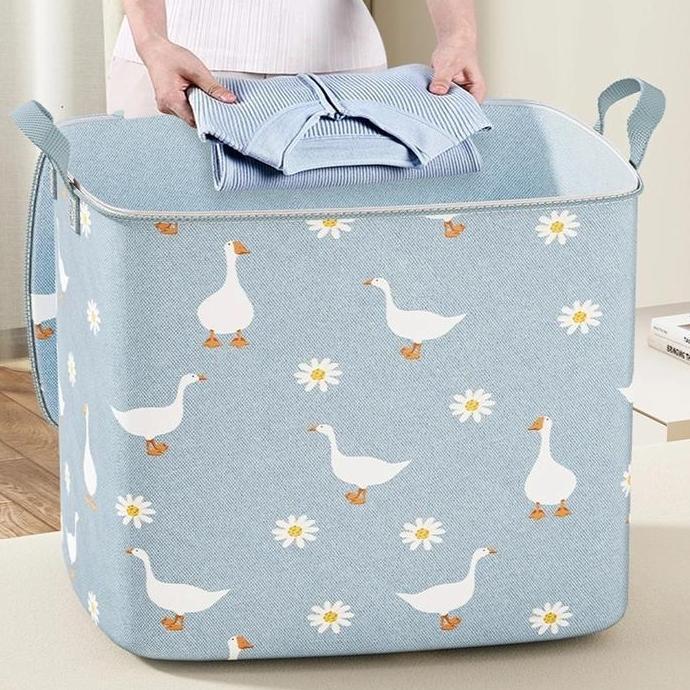 IBUMILLENIAL Storage Box Organizer Container Selimut Keranjang Pakaian Dengan Tutup Resleting Serbag