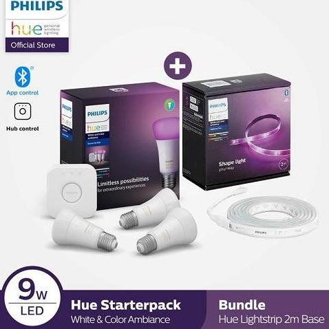 Promo Philips Lampu Led Paket Hue Starter Pack + Hue Lighstrip Base Cod