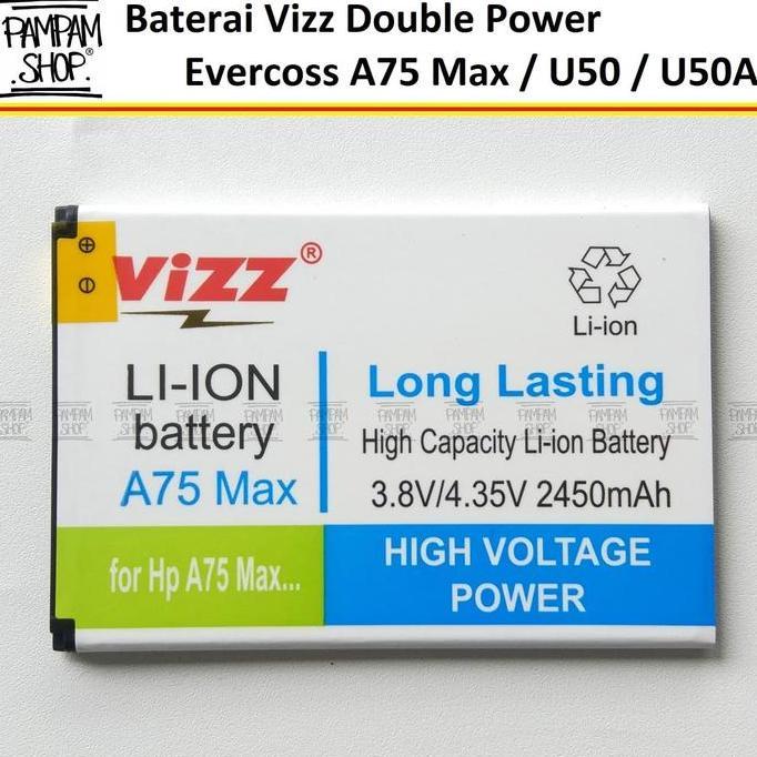 Baterai Vizz Double Power Compatible for Evercoss A75 Max U50 U50A Batre Ori
