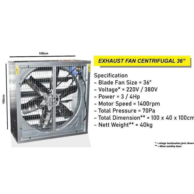 Promo Blower Exhaust Fan Gudang Industri / Kandang Ayam 36 Dinamo 3Phase Cod