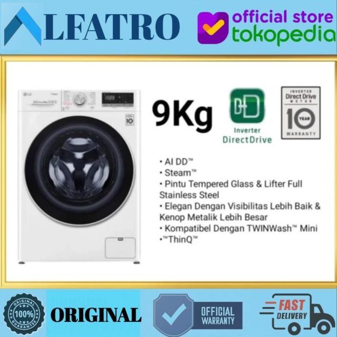 LG MESIN CUCI 9kg FRONT LOADING FV1409S4W DIRECT DRIVE INVERTER FV1409