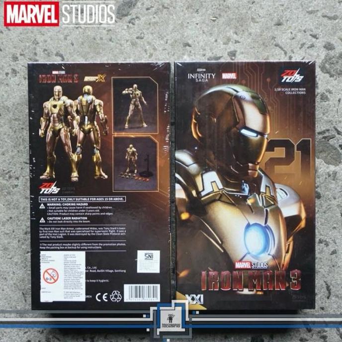 ZD Toys IRON MAN Mark 21 Midas Gold Ironman 3 Marvel Legends Figure