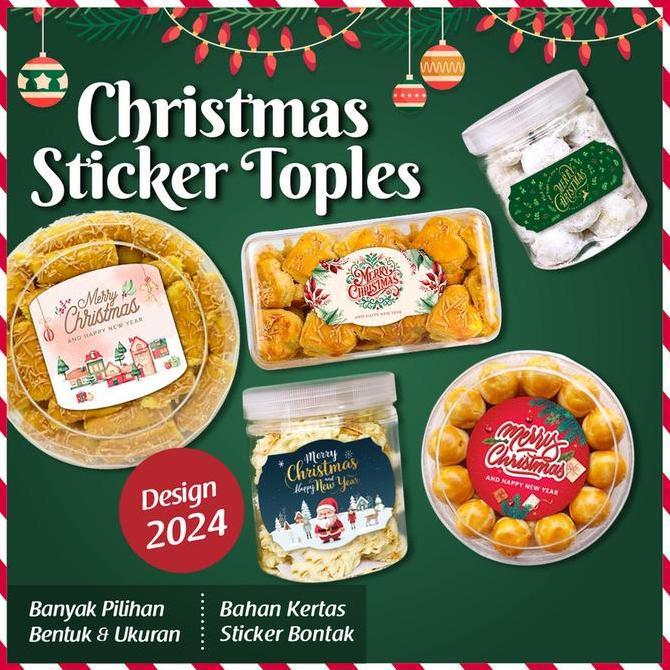 sticker merry christmas stiker natal stiker toples kue label box hampers EA