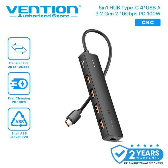 TERMURAH - Vention 5in1 USB Type C 3.2 Gen 2 HUB 10Gbps with PD 100W OTG Laptop Macbook Tablet Andro